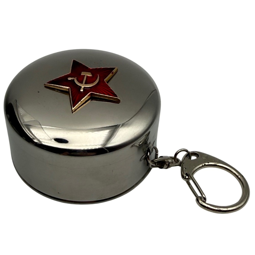 Soviet Hammer Sickle Red Star Collapsible Stainless Steel Travel Cup Keychain